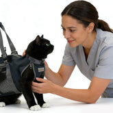 Cinf cat grooming bag front view shows secure restraint for trimming.