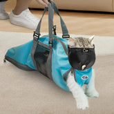 Cinf cat nail clipping bag blue front view enabling calm grooming.