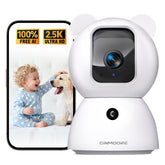 CINMOORE 2.5K pet camera wide-angle view for comprehensive indoor monitoring of pets.