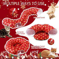 Cinnvoice Christmas cat tunnel bed collapsible-design saves space for storage or travel