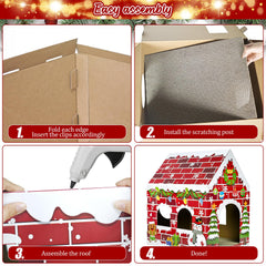 Cinrobiye cat house with scratch board satisfies claws while entertaining indoors.