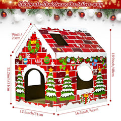 Cinrobiye Christmas cat house side windows offering peek holes for curious cats.