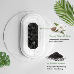 Cirfifth cat water fountain filters soak before use to optimize filtration and water taste