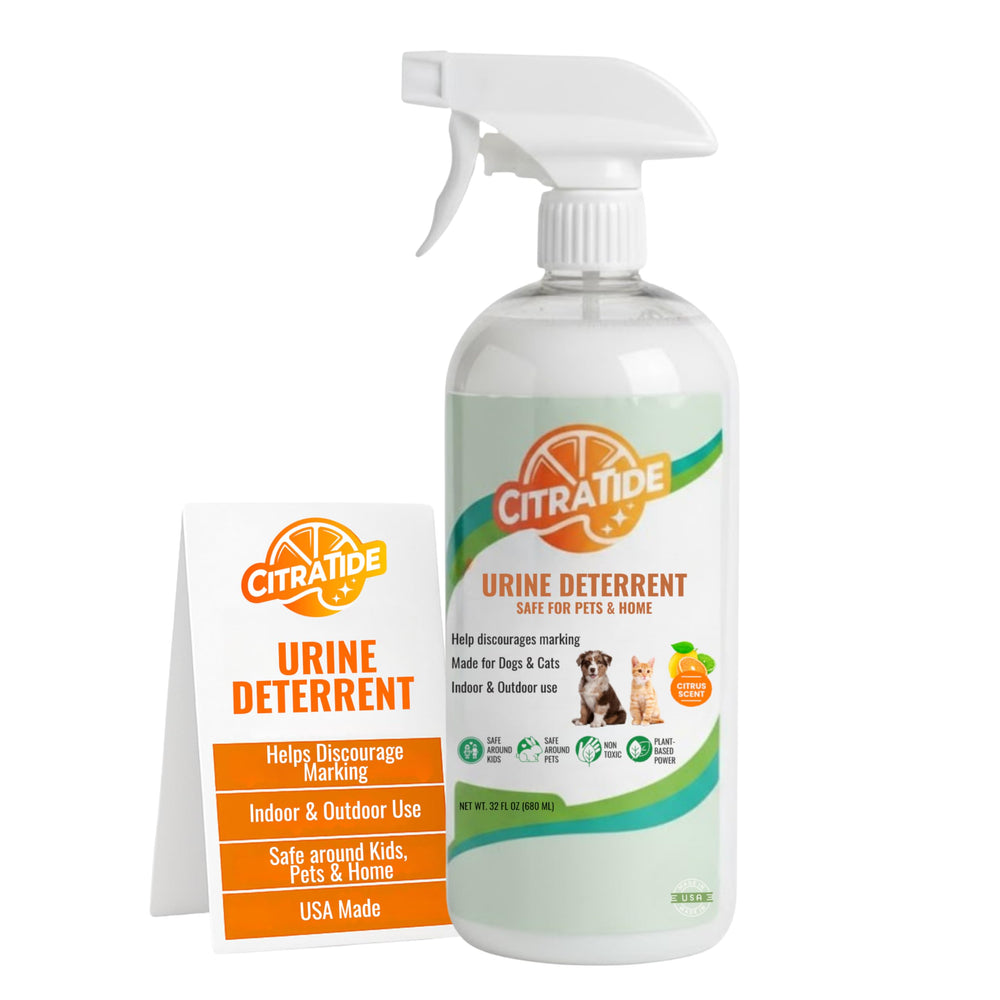 CITRATIDE urine deterrent spray bottle helps prevent indoor pet marking.