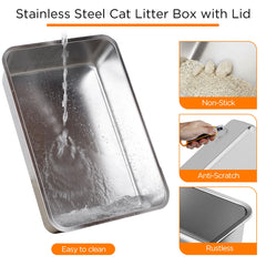 Citylife enclosed removable metal litter box demonstrates easy cleaning and secure setup.
