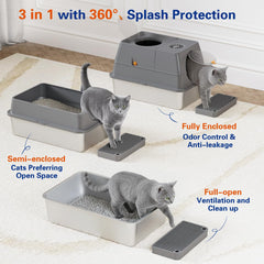 Citylife XL top-entry stainless steel litter box with lid for privacy and odor control