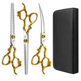 CityWish dog grooming scissors curved close-up shows precise curved tips for safe grooming.