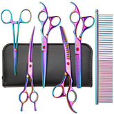 CityWish dog grooming scissors rainbow curved for precise shaping during at-home grooming.