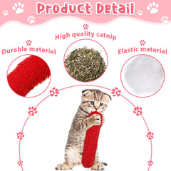 Civaner plush catnip toy with holiday colors encourages chewing and active hunting instincts.