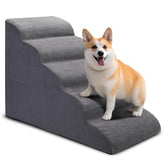 CiWiVOKi dog stairs bed angled view demonstrates easier access to high surfaces.