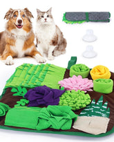 CiyvoLyeen snuffle mat dog puzzle shows a dog sniffing treats for slow feeding.