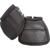 Classic Equine Flexion No-Turn Bell Boots L Black front view with secure double-strap closure for stable fit