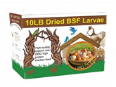 Classic Flock 10lb BSF larvae bag showing a protein-rich poultry feed option.