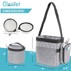 CLAWIST dog travel bag back pocket shows garbage bag dispenser for easy waste management