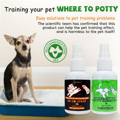 Clawzbey Here Potty Training Spray attracts pets to designated potty spots.