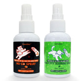 Clawzbey No-Go Spray bottle repels pets from restricted areas for cleaner rooms.