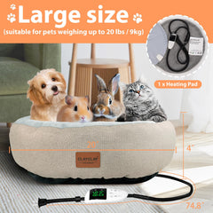 CLAYCLAY heated cat bed detachable heater, easy cleaning