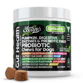 Clean Pets probiotics for dogs beef soft chews pumpkin closeup supporting digestive comfort.