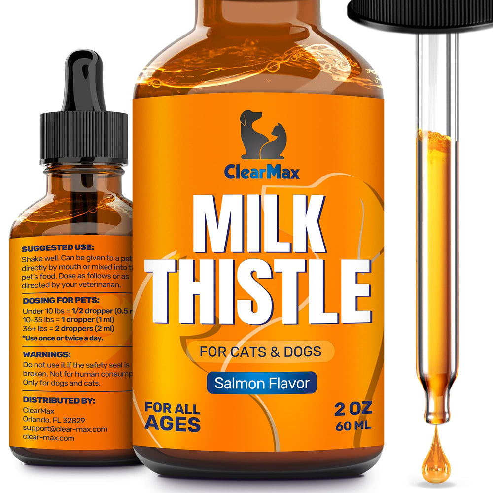 Clear Max Milk Thistle dog bottle supports liver function for dogs