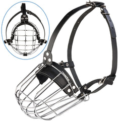 CleverTail Pitbull Muzzle front view highlighting adjustable leather straps for snug fit.