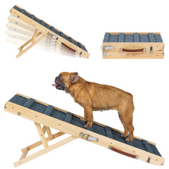 Clikuutory dog ramp wood construction showcases durable, pet-friendly design for daily couch climbs.