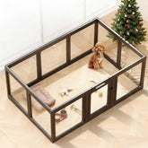ClimbHope clear acrylic dog playpen assembled showing safe open space for pets