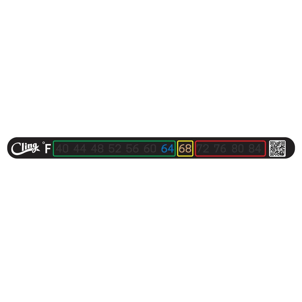 Cling Temperature Tape on rod shows quick Fahrenheit reading for trout-friendly conditions.