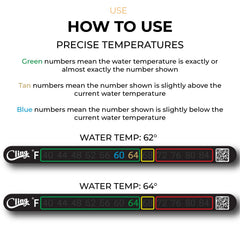 Cling Temperature Tape packaging showcases easy-to-use thermometer for anglers.