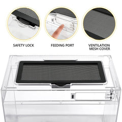Clioran Reptile PC Terrarium top lid open enables easy feeding and cleaning.