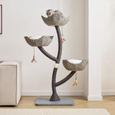 CLVTREBETO 52 inch gray cat tree scratch area for large cats climbing and play
