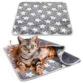 Clysee 2 Pcs Large Self-Warming Cat Pad with star pattern comforts pets on cold nights.