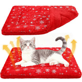 Clysee Christmas self-warming cat mat in red, 22x18, cozy warmth for pets.