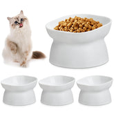 Clysee elevated cat bowls four-pack white tilted side view for comfortable feeding