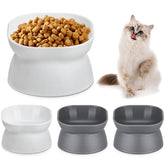 Clysee elevated cat bowls white with tilt design for easier swallowing
