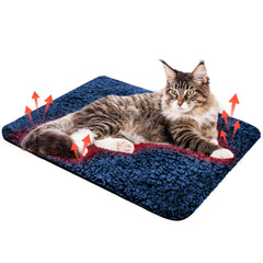 Clysee self-warming cat bed blue 16x20 provides cozy warmth for cats.