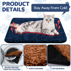 Clysee self-warming cat bed blue non-slip bottom stays in place.