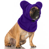 Clysee winter dog hat quiet ears purple provides warmth and calming comfort for anxious pets.