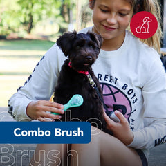 Coastal Li'l Pals Dog Combo Brush two-sided design enables versatile grooming for puppies.