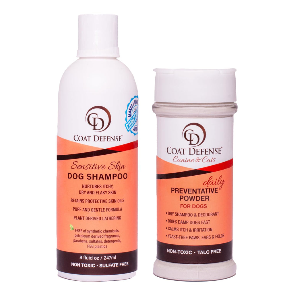 COAT DEFENSE Paw Licker Bundle packshot shows a complete kit for itchy, yeast-prone skin