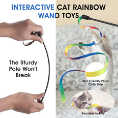 Cobee cat wand toy with rainbow ribbon 60cm for fast, engaging chasing.
