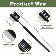Cobee two-sided tear-stain comb showing durable steel side for crust removal
