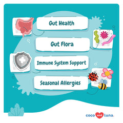 Coco and Luna digestive balance illustration showing healthy gut microflora support