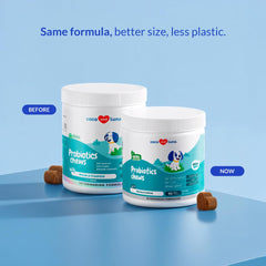 Coco and Luna Probiotics Chews being poured into a dog's bowl for easy serving