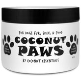 Coconut Essentials Coconut Paws bottle-front showing the 8oz bottle for easy daily coat care.