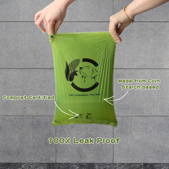 Codirom leakproof bags shown in use prevent odors during cleanup.