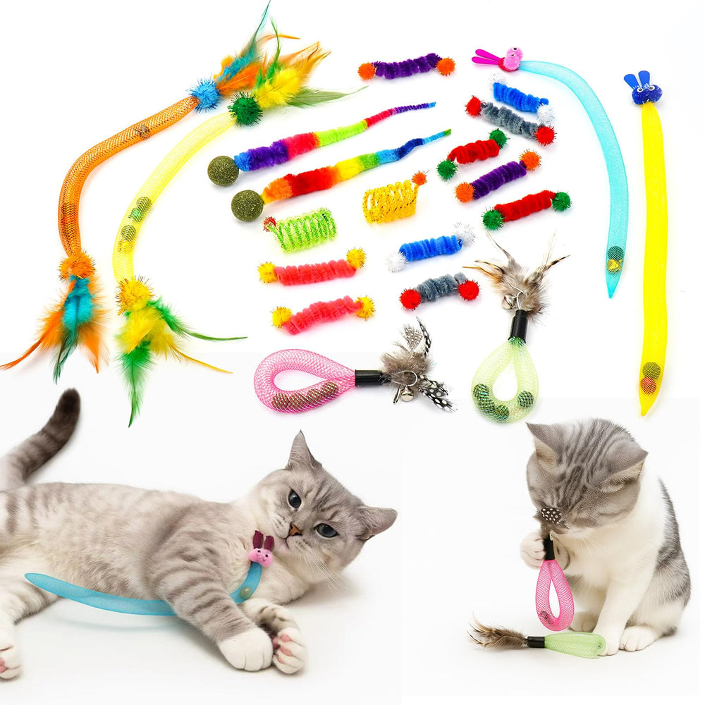 Coivnl feather elastic mesh toy engages indoor cats with fluttering motion for interactive play