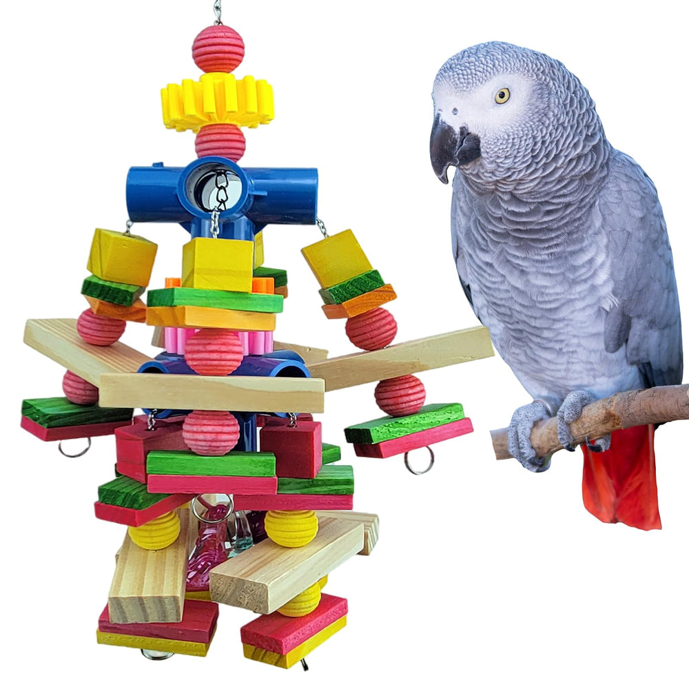 Cokliomc parrot toys with natural wood blocks for engaging chewing and scent attraction.