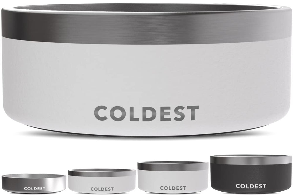 Coldest Water dog bowl with true triple-wall insulation keeps water cooler and reduces spills.