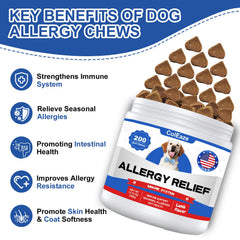 ColEaze dog allergy chews bottle closeup highlights lamb flavor for daily use