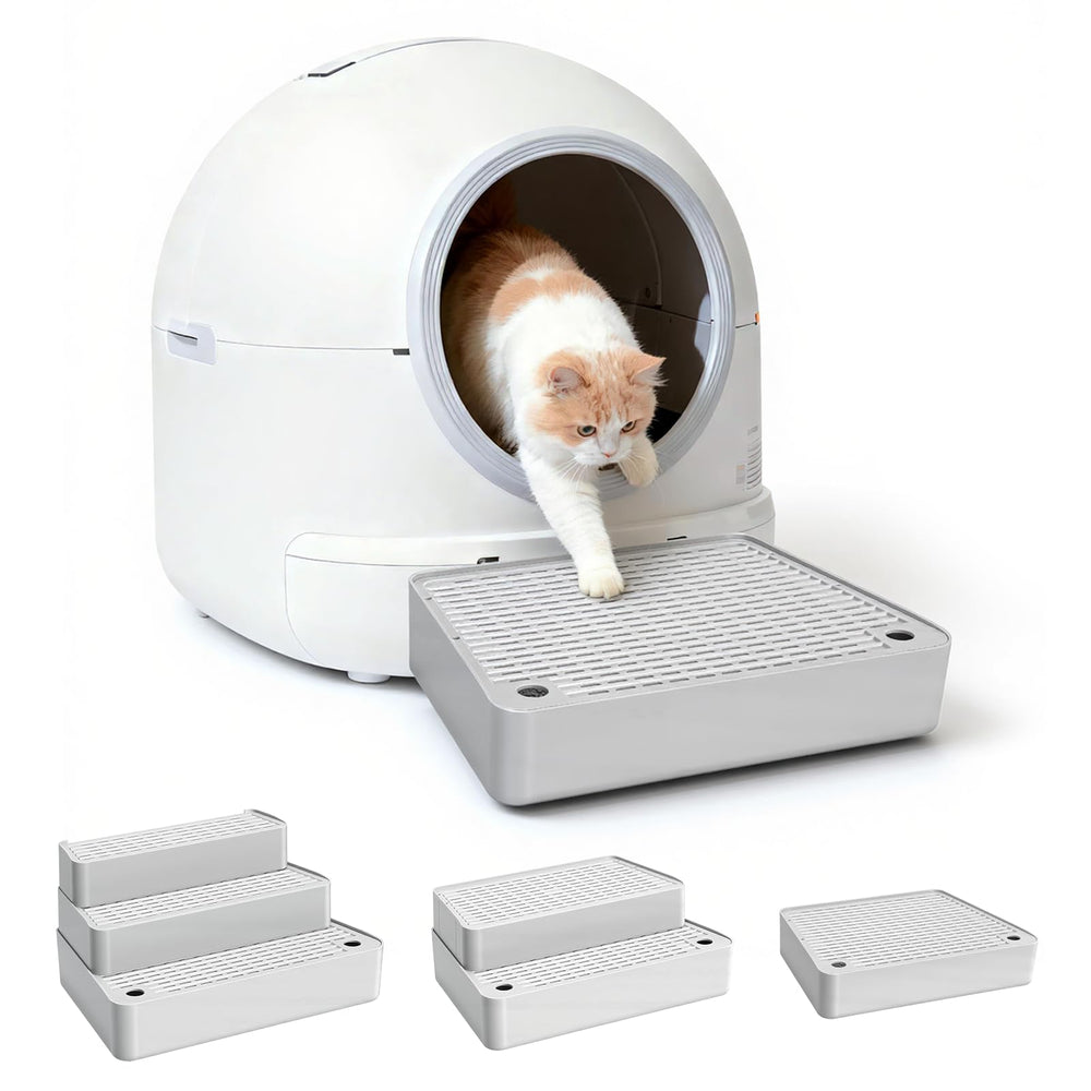 Colewin adjustable litter box step base enables stable entry for kittens.